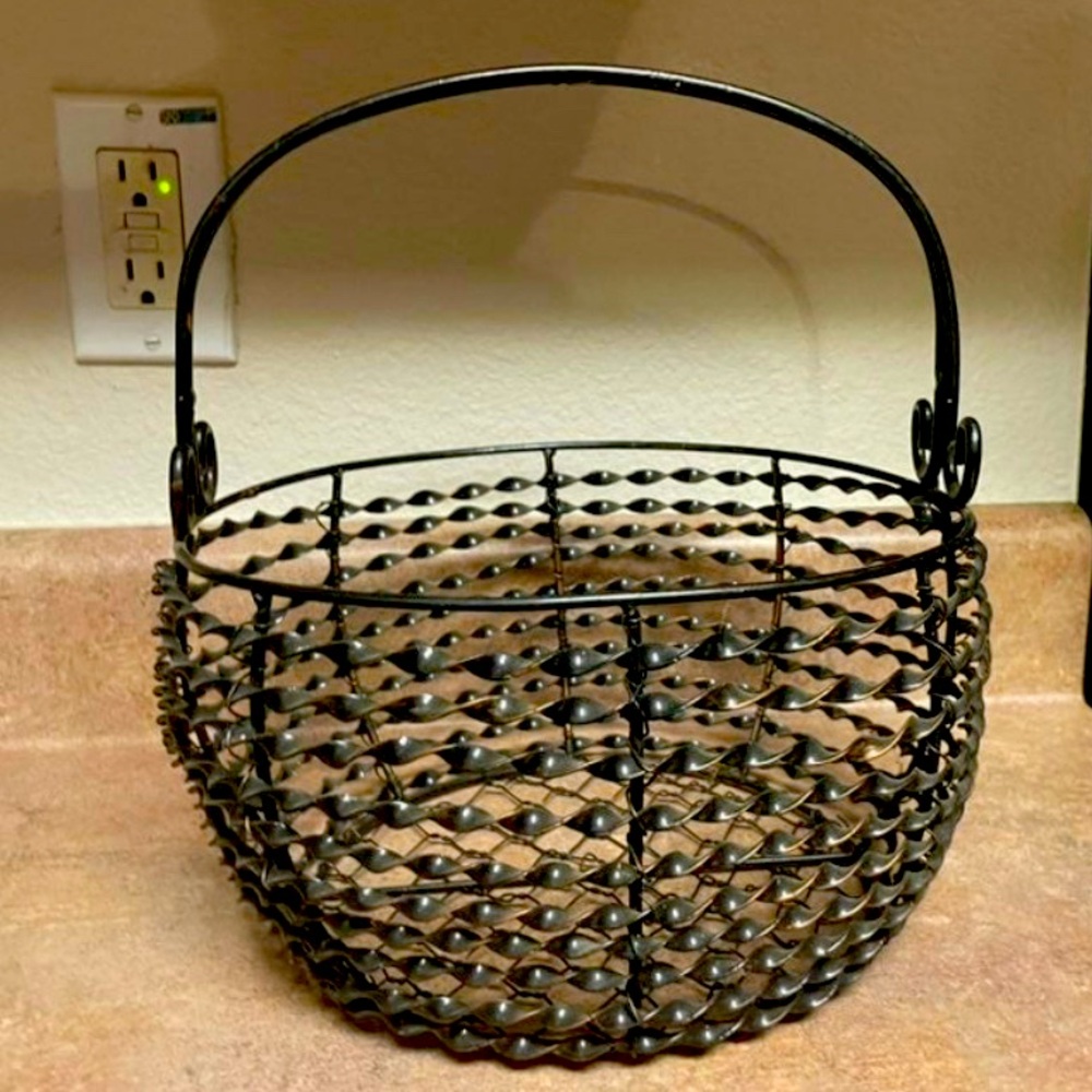 Vintage Metal Farmhouse Basket with handle